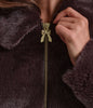 Image of Karl Lagerfeld Paris Cropped Faux Fur Zip Front Jacket - Java