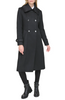 Image of Karl Lagerfeld Paris Double Breasted Tab Cuff Wool Blend Coat - Black