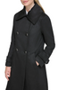 Image of Karl Lagerfeld Paris Double Breasted Tab Cuff Wool Blend Coat - Black