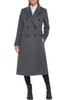 Image of Karl Lagerfeld Paris Double Breasted Wool Blend Midi Coat  - Grey