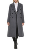 Image of Karl Lagerfeld Paris Double Breasted Wool Blend Midi Coat  - Grey