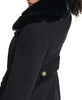 Image of Karl Lagerfeld Paris Faux Fur Collar Walker Coat with Zip-In Bib - Black