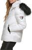 Image of Karl Lagerfeld Paris Aprés Ski Faux Fur Trim Hood Water Resistant Chevron Puffer Jacket - White