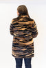Image of Karl Lagerfeld Paris Multicolor Stripe Faux Fur Coat - Brown