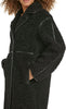 Image of Karl Lagerfeld Paris Oversized Faux Shearling Coat with Faux Leather Trim - Black
