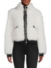 Image of Karl Lagerfeld Paris Faux Fur Bomber Jacket - White