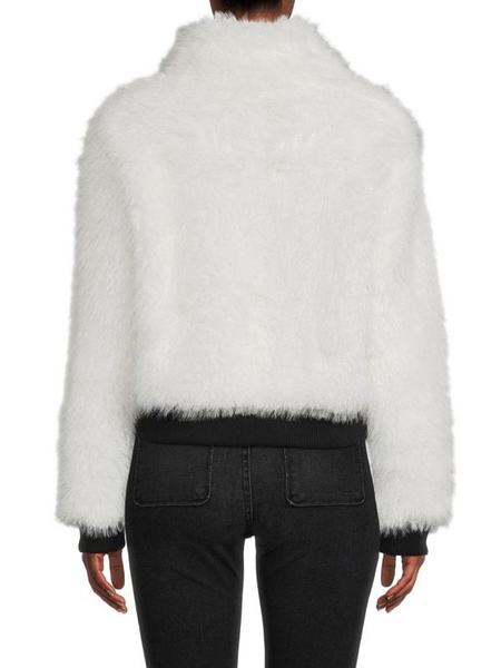 Karl Lagerfeld Paris Faux Fur Bomber Jacket - White