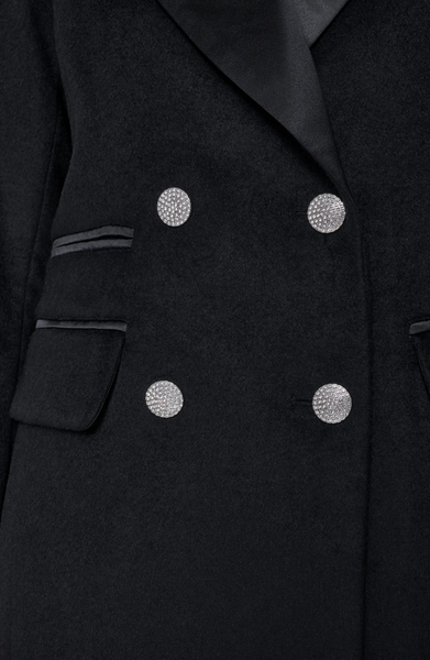Karl Lagerfeld Paris Double Breasted Wool Blend Midi Coat - White
