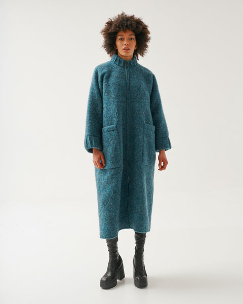 Kedziorek Alpaca Wool Blend Coat - Blue