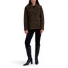 Image of Kenneth Cole Double Breasted Plaid Wool Blend Peacoat - Brown/Black