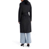 Image of Kenneth Cole Button Front Closure Vegan Suede Coat with Faux Fur Collar - Black