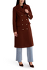 Image of Kenneth Cole Double Breasted Military-Inspired Flap Pocket Coat - Toffee Brown