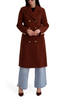 Image of Kenneth Cole Double Breasted Military-Inspired Flap Pocket Coat - Toffee Brown