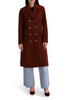 Image of Kenneth Cole Double Breasted Military-Inspired Flap Pocket Coat - Toffee Brown