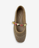 Image of Kenneth Cole Woven Knit Stone Embellished Mary Jane Flat - Natural