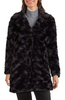 Image of Kenneth Cole Textured Faux Fur Coat - Black