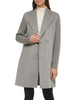 Image of Kenneth Cole Ribbed Sleeve Double Breasted Wool Blend Coat - Medium Gray