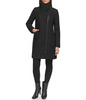 Image of Kenneth Cole Asymmetric Zip Front Boucle Wool Coat - Black