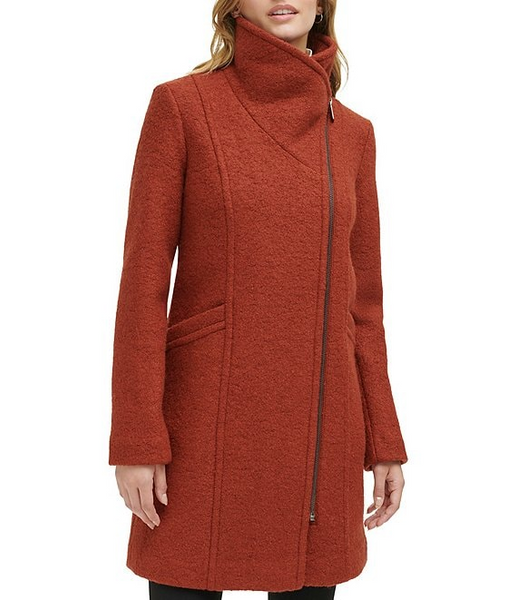 Kenneth Cole Plus Size Melton Wool Blend Stand Collar Walker