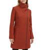 Image of Kenneth Cole Asymmetric Zip Front Boucle Wool Coat - Paprika