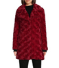 Image of Kenneth Cole Textured Faux Fur Coat - Crimson