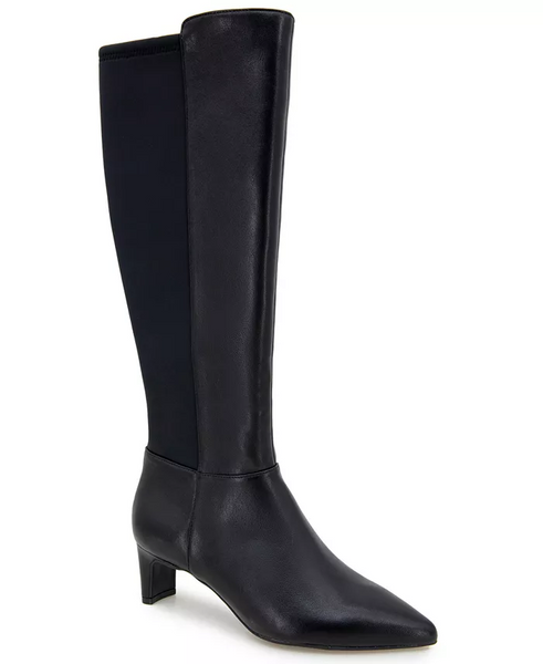 Kenneth Cole Reaction Berry Mixed Media Tall Shaft Low Heel Boot - Black