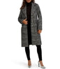Image of Kensie Houndstooth Belted Faux Wool Walker Coat - Black/White