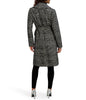 Image of Kensie Houndstooth Belted Faux Wool Walker Coat - Black/White