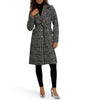 Image of Kensie Houndstooth Belted Faux Wool Walker Coat - Black/White