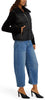 Image of Kensie Knit Sleeve Zip Front Puffer Jacket - Black