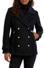 Image of Kensie Bouclé Wool Blend Double Breasted Peacoat - Black