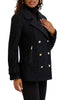 Image of Kensie Bouclé Wool Blend Double Breasted Peacoat - Black