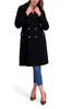 Image of Kensie Bouclé Wool Blend Double Breasted Walker Coat - Black
