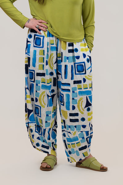 Kozan Hayes Elastic Waist Pull On Pant - Blue/Green/Multicolor