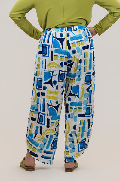 Kozan Hayes Elastic Waist Pull On Pant - Blue/Green/Multicolor
