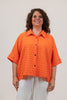 Image of Kozan Princess Button Front Crinkle Texture Shirt Jacket - Mandarin Orange