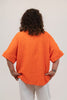 Image of Kozan Princess Button Front Crinkle Texture Shirt Jacket - Mandarin Orange