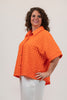 Image of Kozan Princess Button Front Crinkle Texture Shirt Jacket - Mandarin Orange