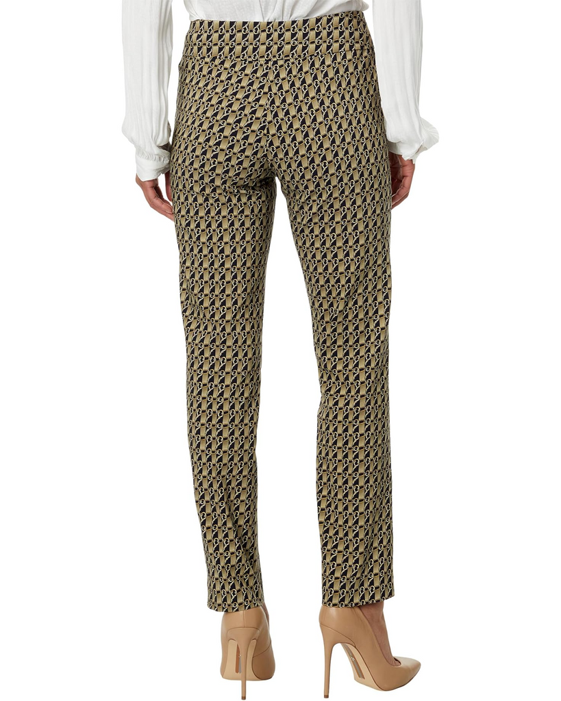 Krazy Larry Print Pull On Ankle Pant - Gold Chain