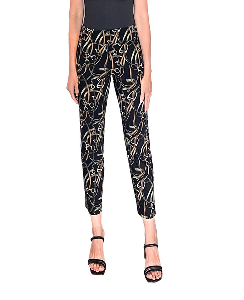 Krazy Larry Print Pull On Ankle Pant - Black Belts