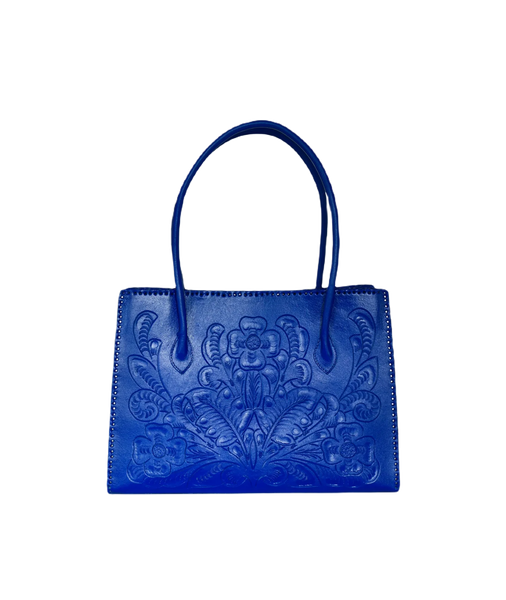 Kuriosa Amy Large Leather Tote with Tassel - Cobalt