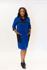 Image of Scapa by Lauren Perre Mixed Media Patch Pocket Cowl Neck Dress - Cobalt