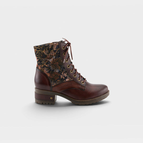 L'Artiste Marty-Flow Lace-Up Ankle Boot - Brown Multi