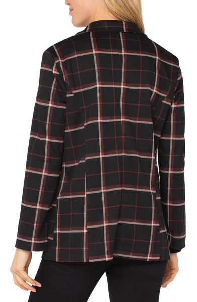 Liverpool Open Front Boyfriend Blazer - Black/Red Tattersall Plaid