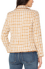 Image of Liverpool Fringe Detail Check Tweed Blazer - Gold/Khaki Plaid