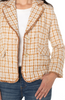 Image of Liverpool Fringe Detail Check Tweed Blazer - Gold/Khaki Plaid