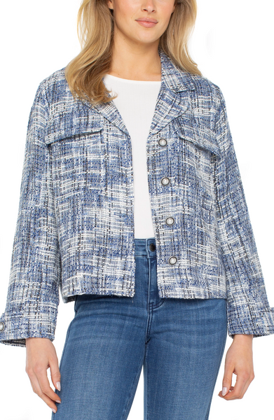 Liverpool Boxy Tweed Jacket - Blue Multi