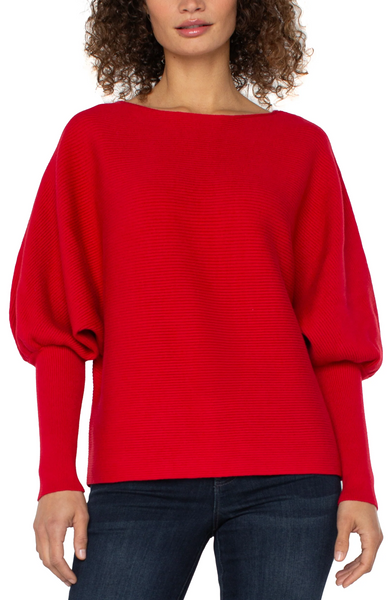 Liverpool Long Sleeve Boat Neck Dolman Sweater - Tango Red