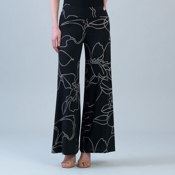 Clara Sunwoo Dotted Line Print Signature Palazzo - Black/Taupe