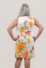 Image of Steven Guy Sleeveless Floral Print Sheath Dress - White/Marigold